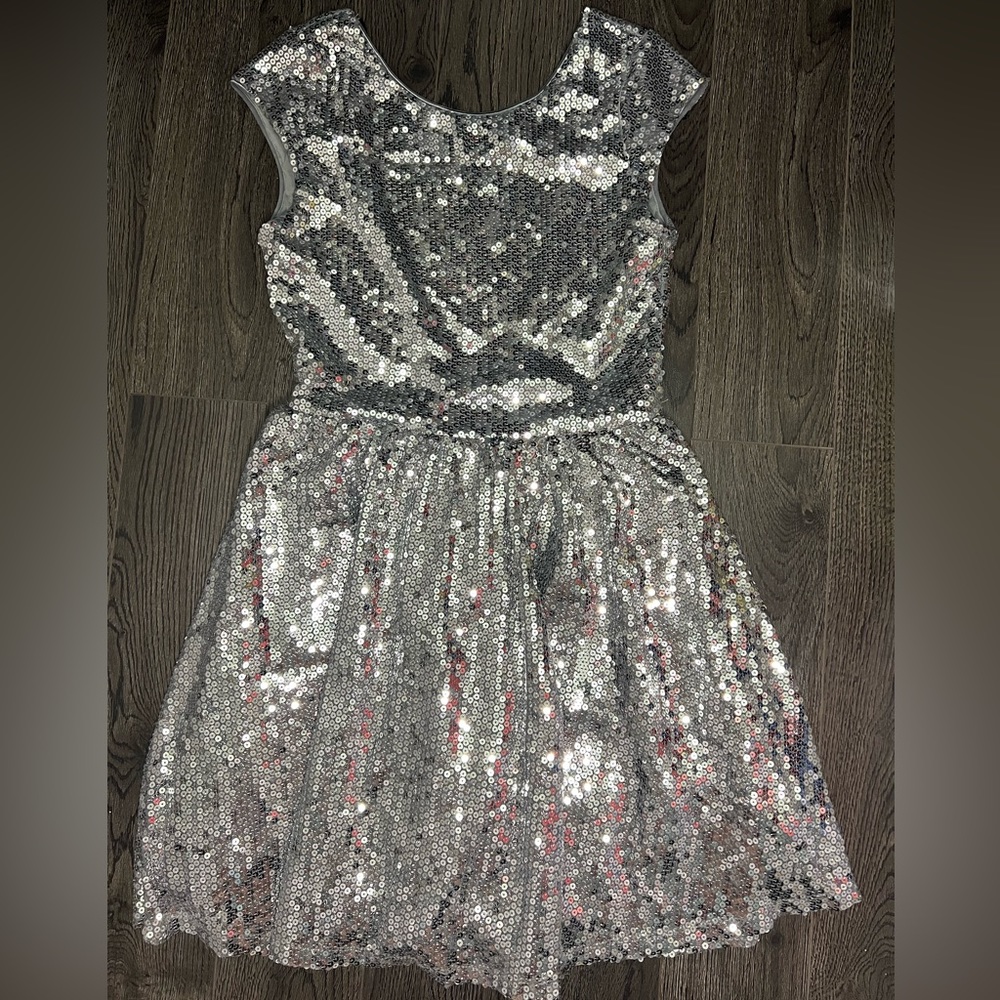 Silver sequin dress.